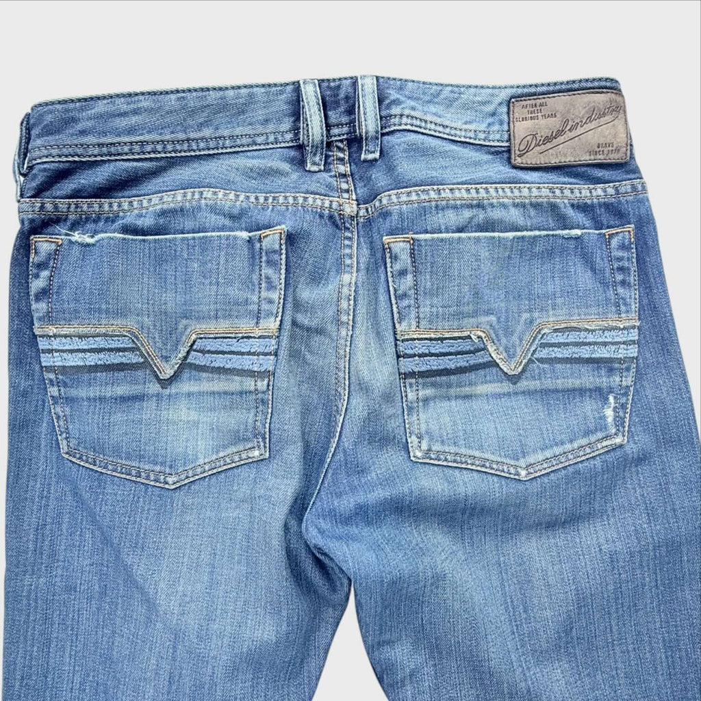 Tasche ricamate Jeans Diesel Uomo Zanity W33 L34 Blu Straight fit
