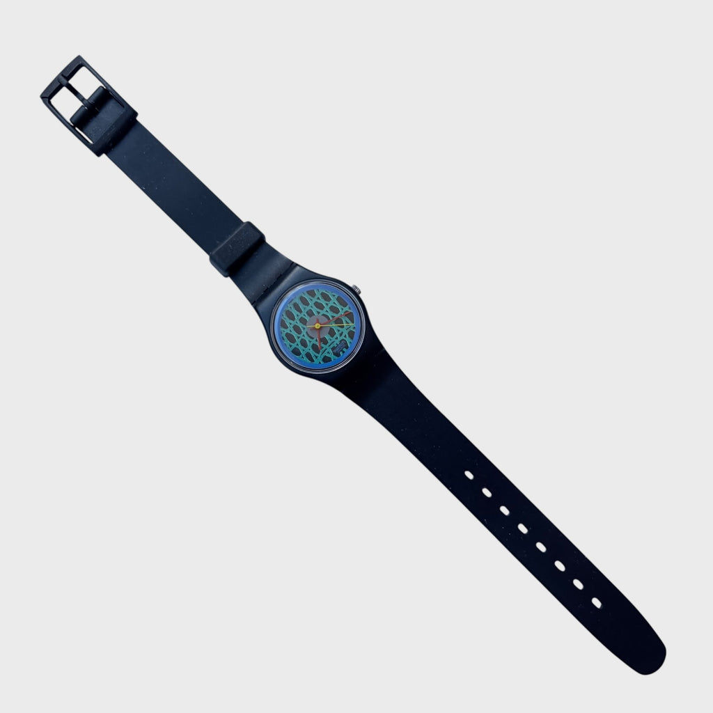 Orologio Vintage Swatch Lady Chelsea LB112 - Nero e Verde Acqua