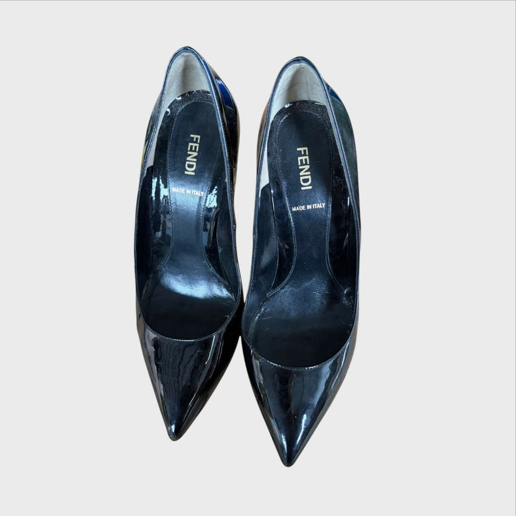 Fendi Décolleté Vintage - Scarpe Donna Vernice Nera Tacco Scultura