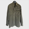 Camicia Vintage Napapijri Uomo Verde Militare Taglia L Utility Safari con Patch Logo
