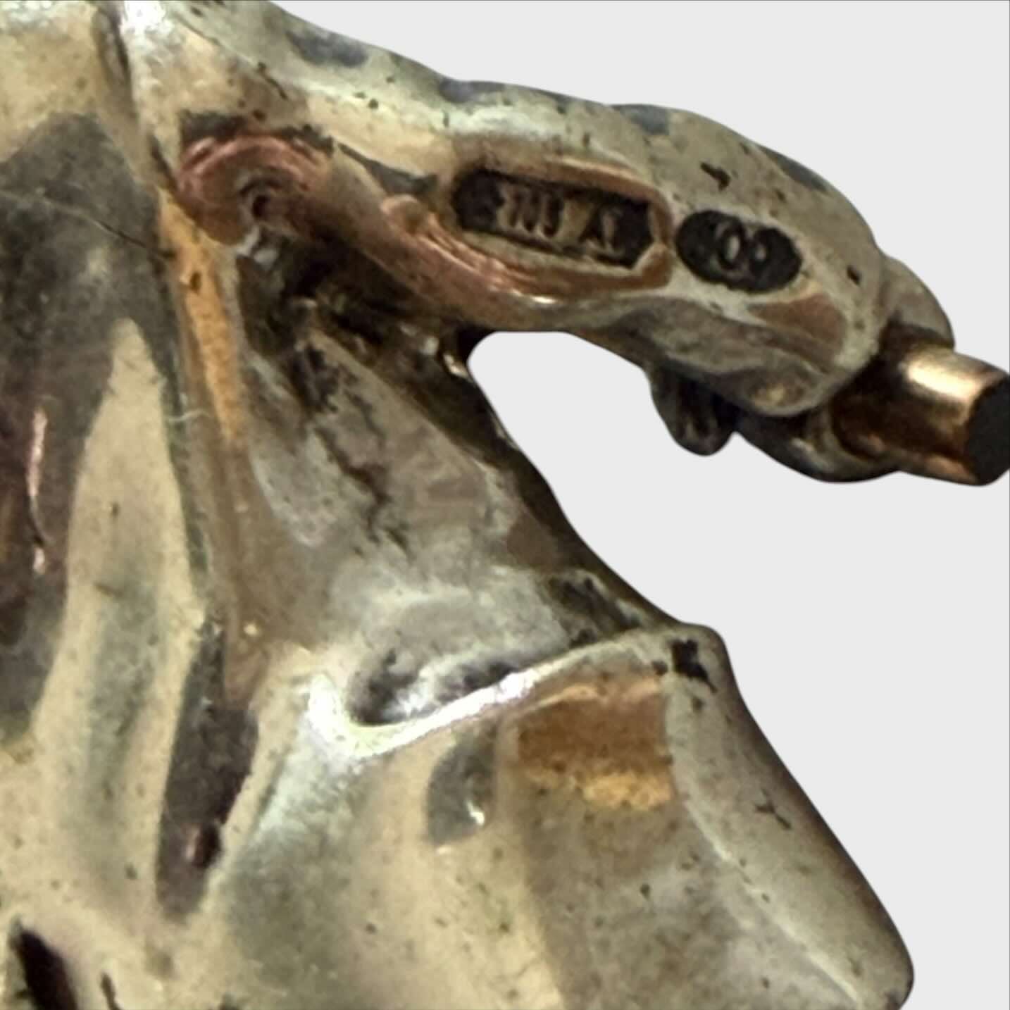 Timbro argento 800 Vittorio Angini Statuetta Clown Pescatore miscrofusione in Argento 800 E Metallo