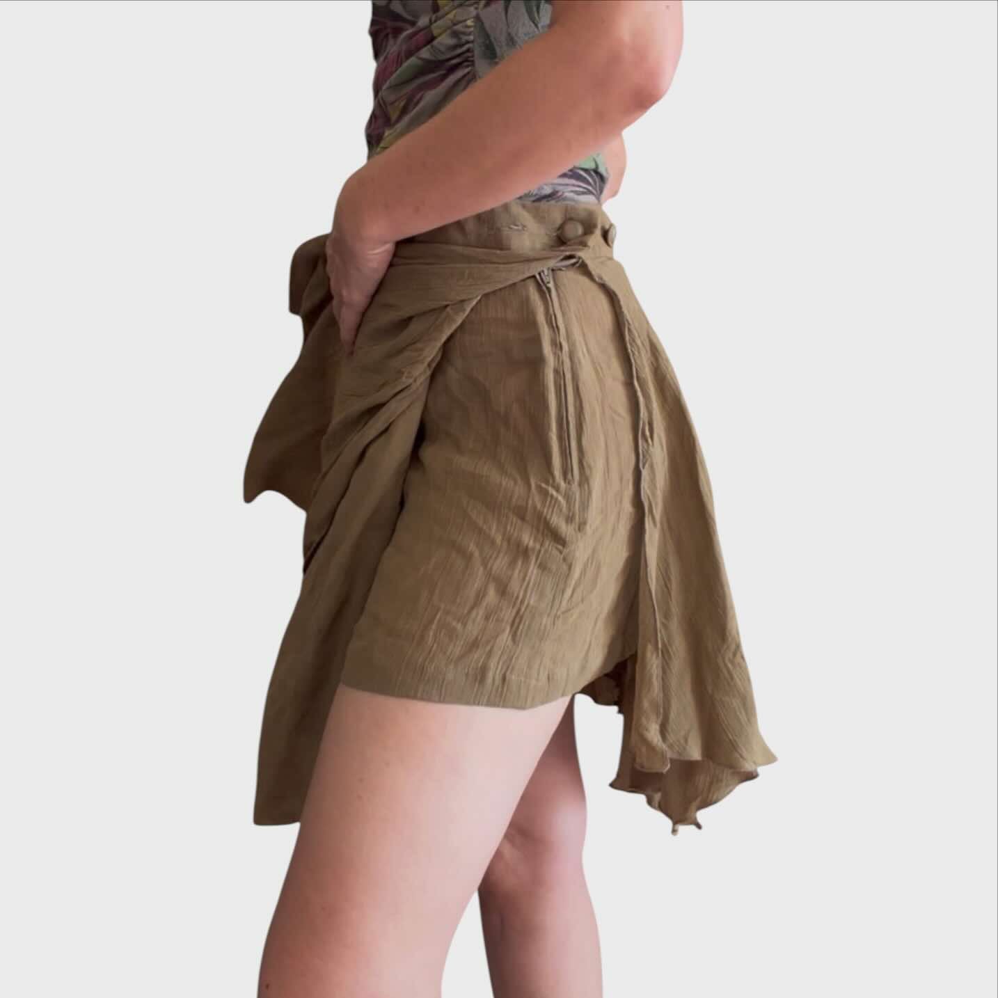 Byblos Gonna con Pantaloncini Vintage - Verde Kaki