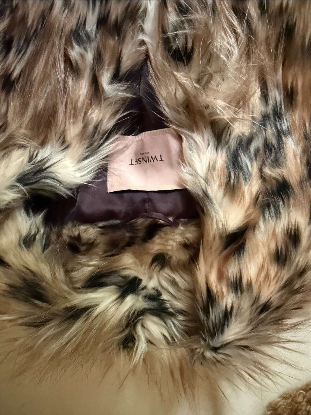 Twinset Cappotto in Pelliccia Sintetita Maculata
