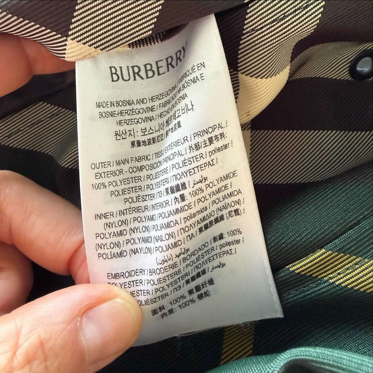 Etichetta interna tessuto Burberry