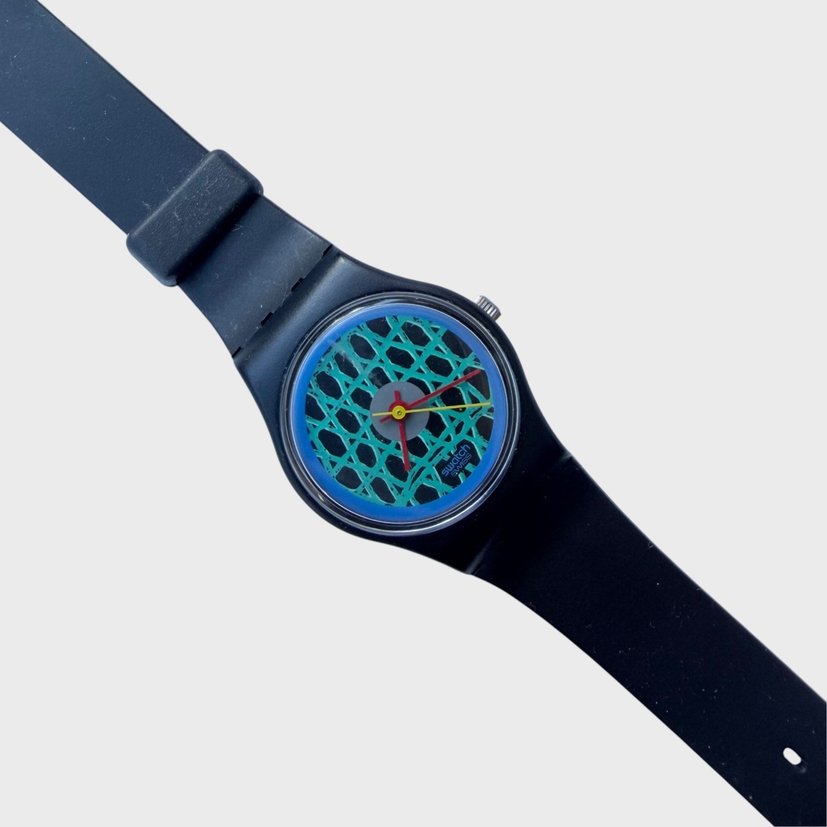 Orologio Vintage Swatch Lady Chelsea LB112 - Nero e Verde Acqua