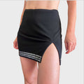 Minigonna Vintage Paco Rabanne — Micro Skirt Nera con Bordo Borchiato e Spacco Laterale