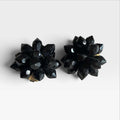 Orecchini Vintage Cristalli Neri a Clip - Made in Germany