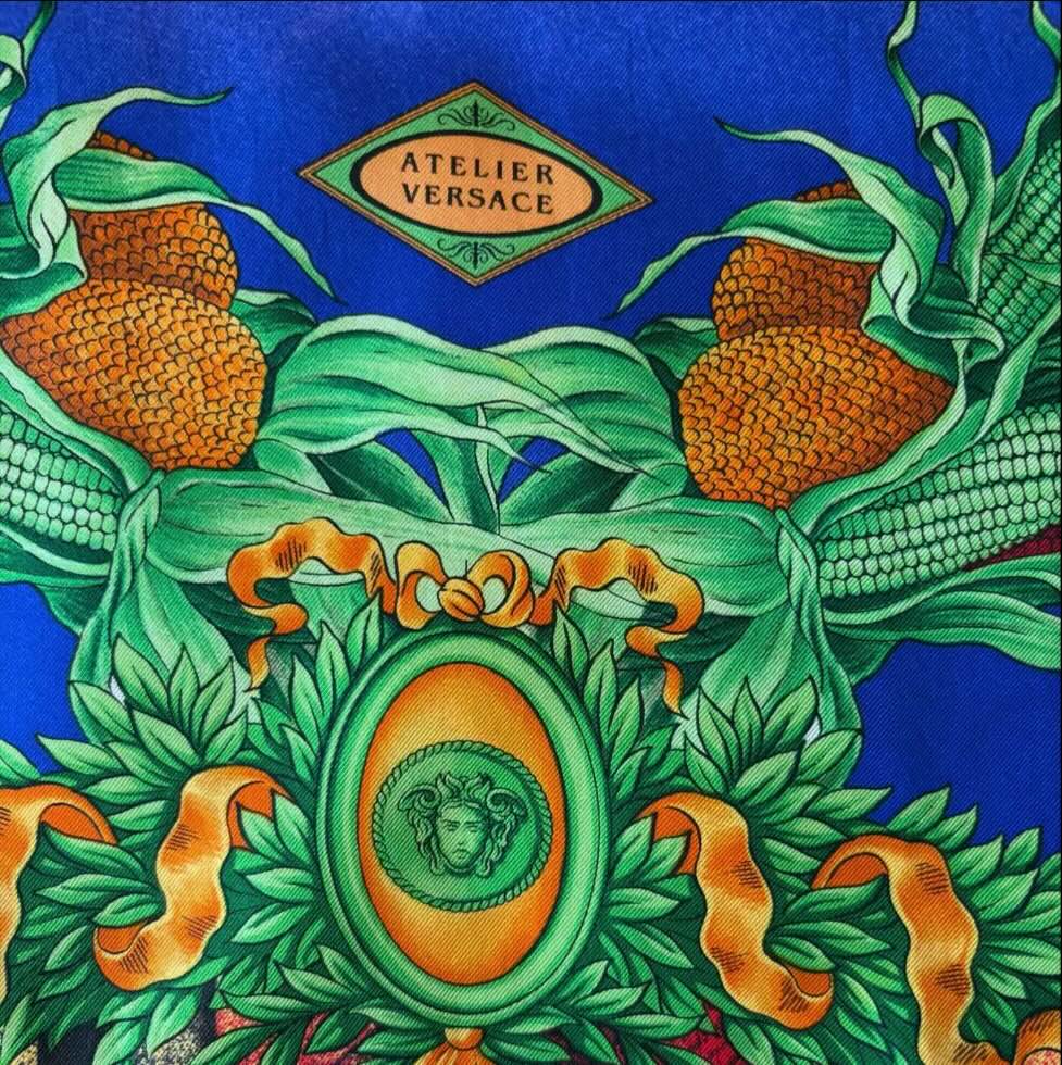 Foulard Vintage Atelier Versace - Autumn Nature Seta -Anni 90