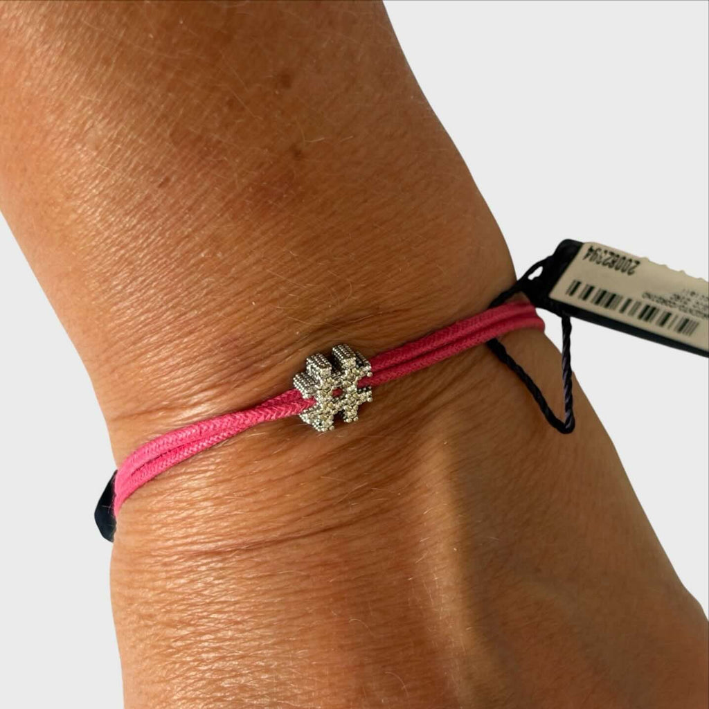 Bracciale Bliss Gioielli - Cordino Rosa Charm Hashtag Argento 925