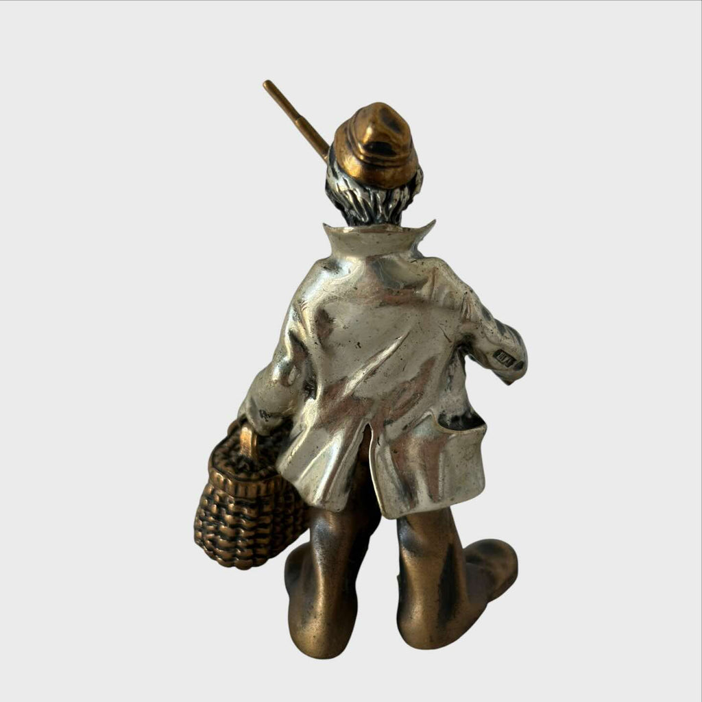 Vittorio Angini Statuetta Clown Pescatore miscrofusione in Argento 800 E Metallo