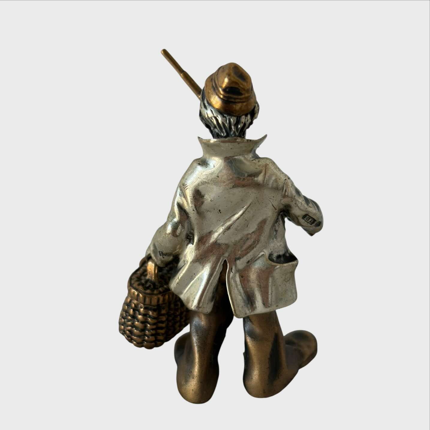 Vittorio Angini Statuetta Clown Pescatore miscrofusione in Argento 800 E Metallo
