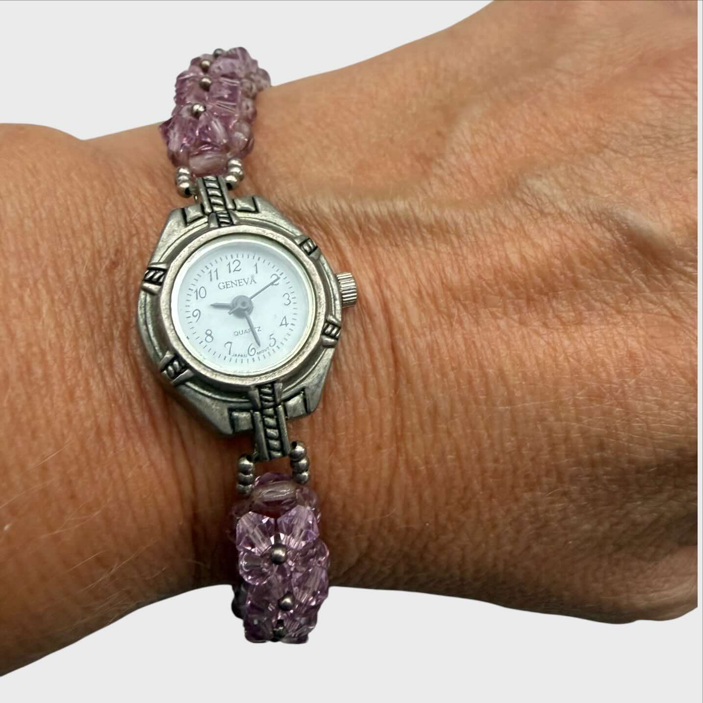 Orologio Geneva con Bracciale Gioiello - Perline Lilla