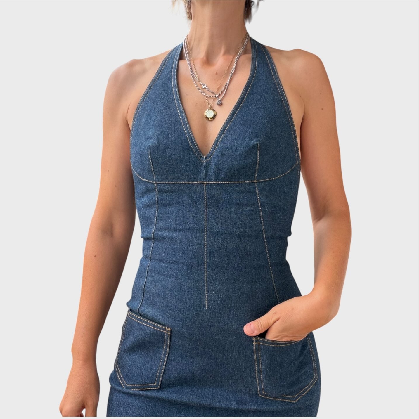 Dolce & Gabbana Abito Midi in Denim Stretch . Modello vintage J2K anni 90