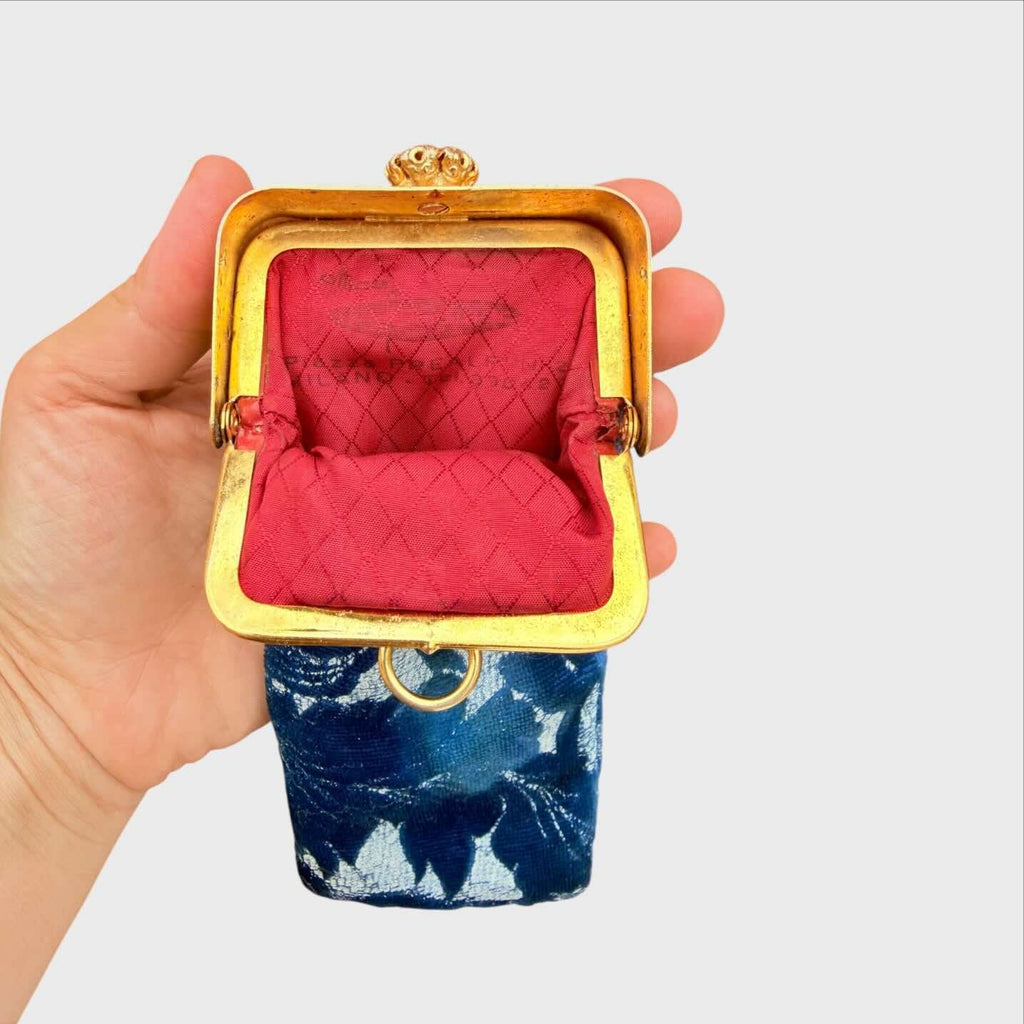 Custodia Vintage per Occhiali - Broccato Blu e Oro