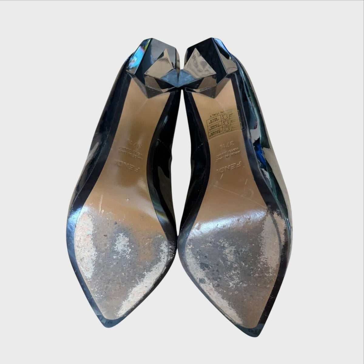 Fendi Décolleté Vintage - Scarpe Donna Vernice Nera Tacco Scultura