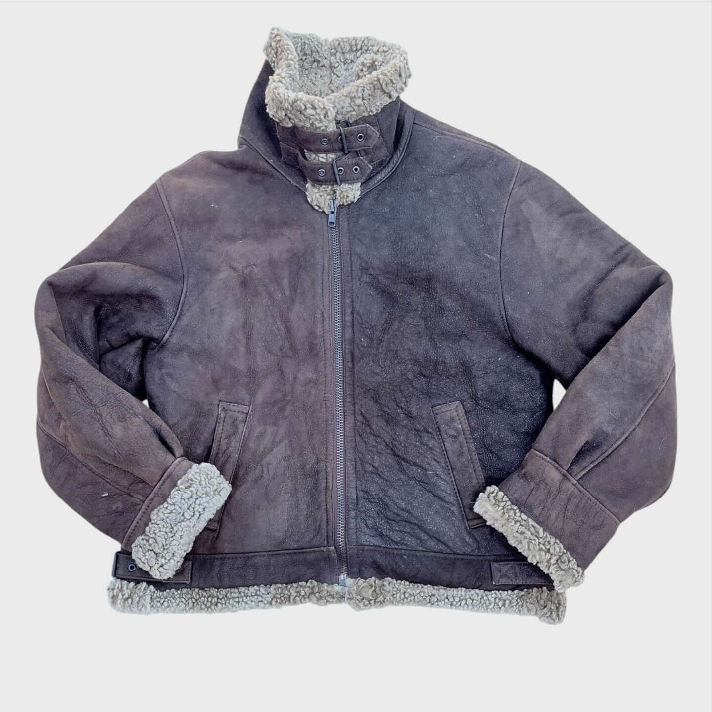 Giubbotto Bomber da Uomo in Montone Marrone Stile Aviatore