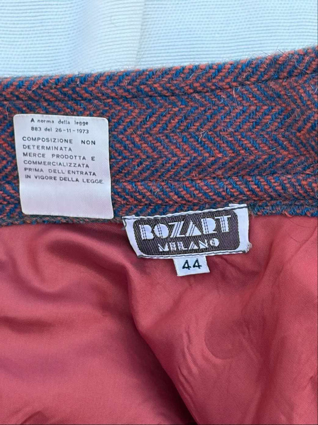 Bozart Gonna vintage midi a ruota in tessuto tweed a spina di pesce