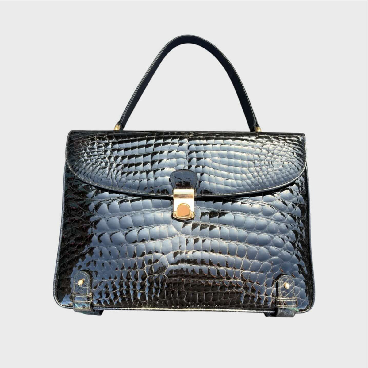 Jollibors Borsa Vintage - Vera Pelle di Coccodrillo Nero
