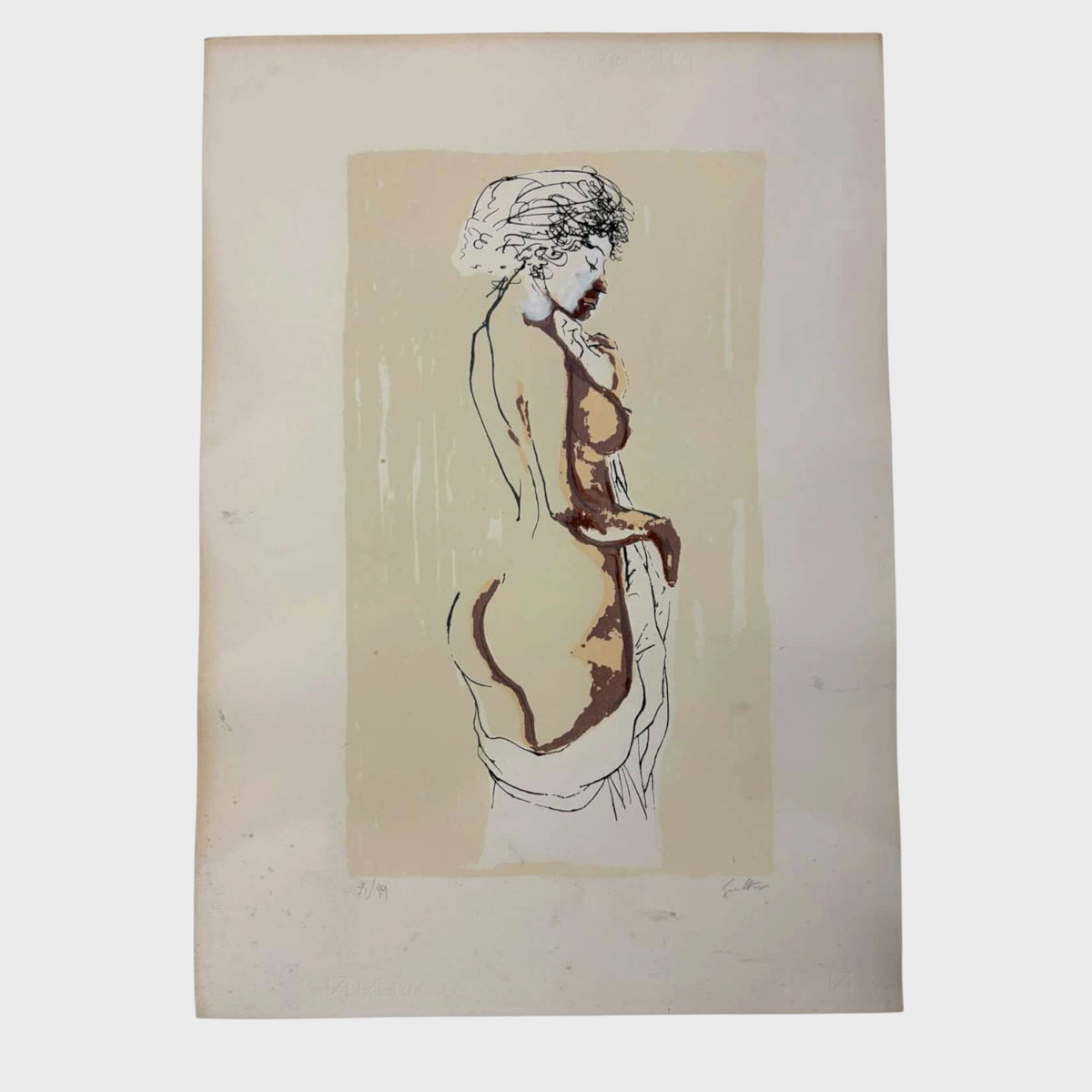 Litografia Vintage Renato Guttuso - Nudo Femminile - Firmata a Matita - Es. P.A.