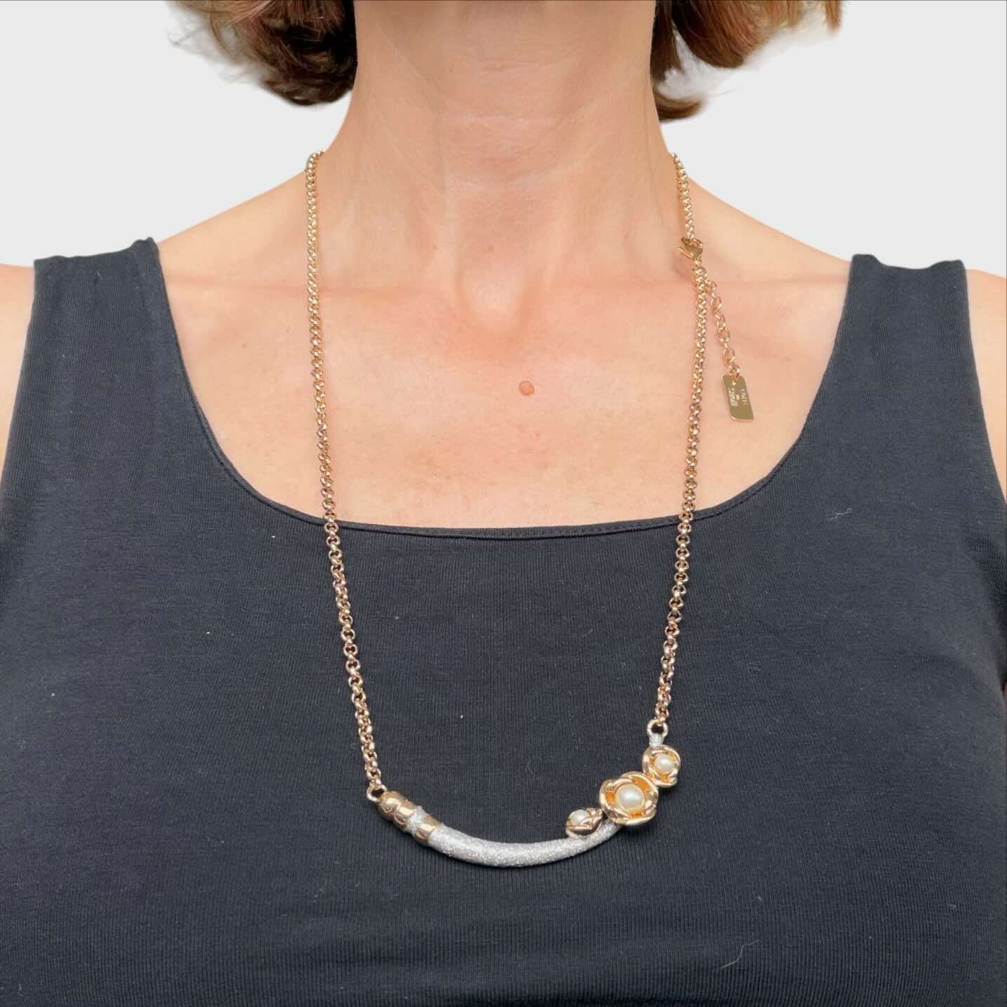 Stroili Gioielli Collana - Catena Rolò Dorata Pendente Fiori e Perle