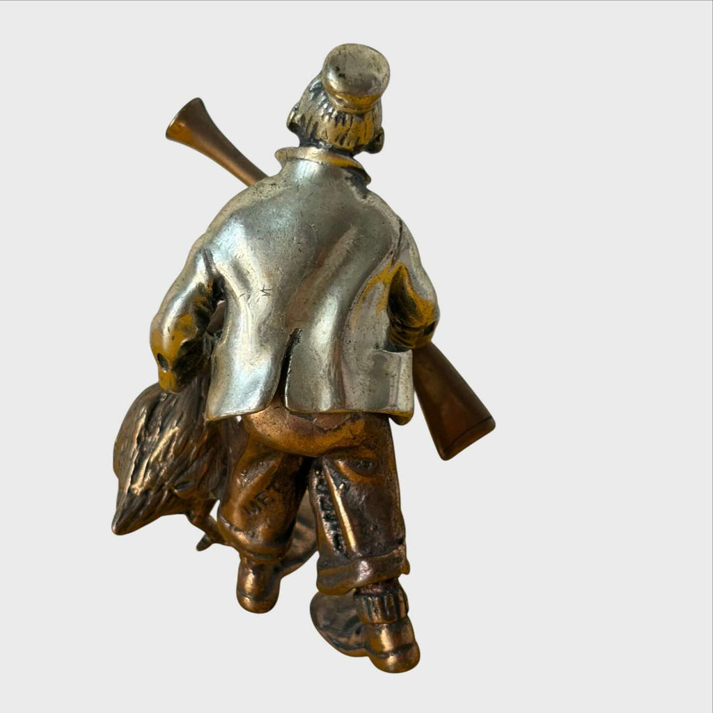 Vittorio Angini Statuetta Pagliaccio Clown Cacciatore in Argento 800 E Metallo