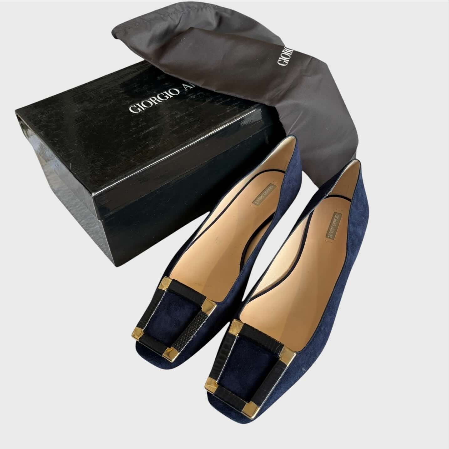 Ballerine Giorgio Armani Blu Scamosciate