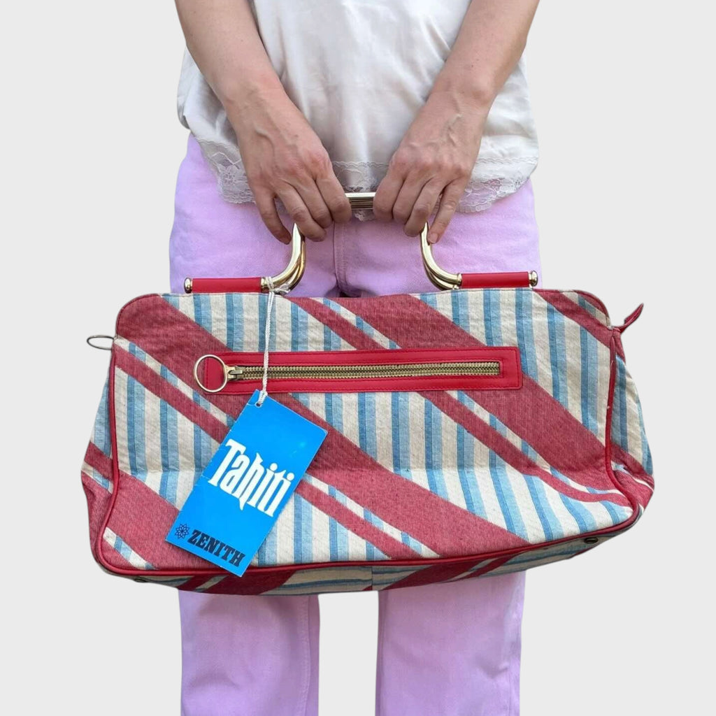 Borsa Zenith Vintage in tessuto rigato