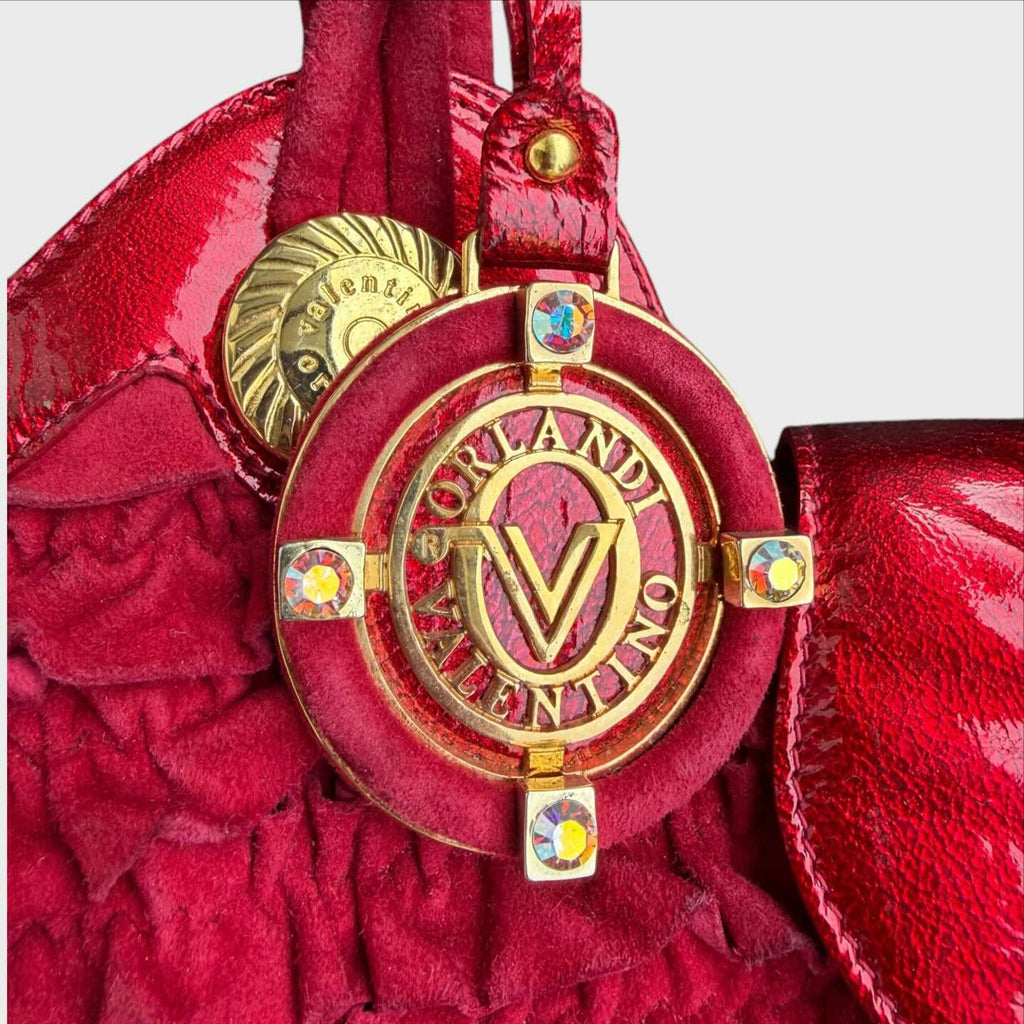 Borsa a Mano Orlandi Valentino Vintage - Pelle Scamosciata Rossa