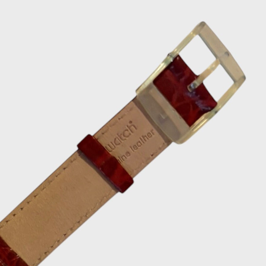 Cinturino nuovo in pelle orologio Swatch Chrono "Tyrone" SCG105 - Plastica Trasparente 1994