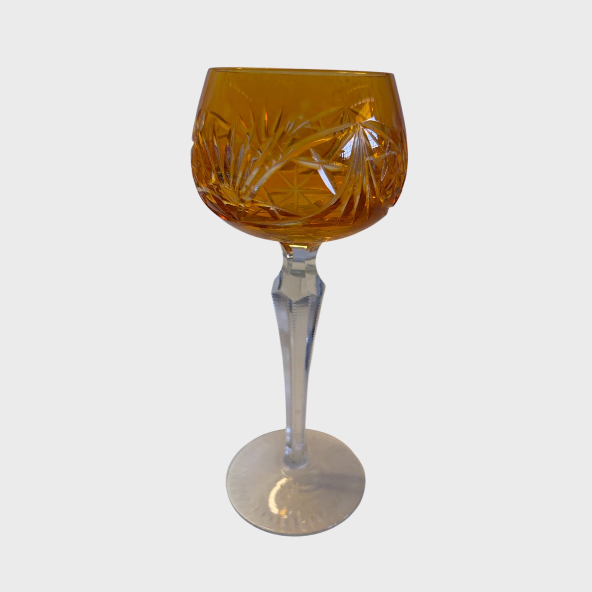Calice da Vino antico in Cristallo inciso colorato tecnica Cut to Clear