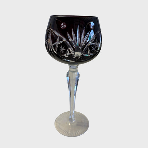 Calice da Vino antico in Cristallo inciso colorato tecnica Cut to Clear colore nero