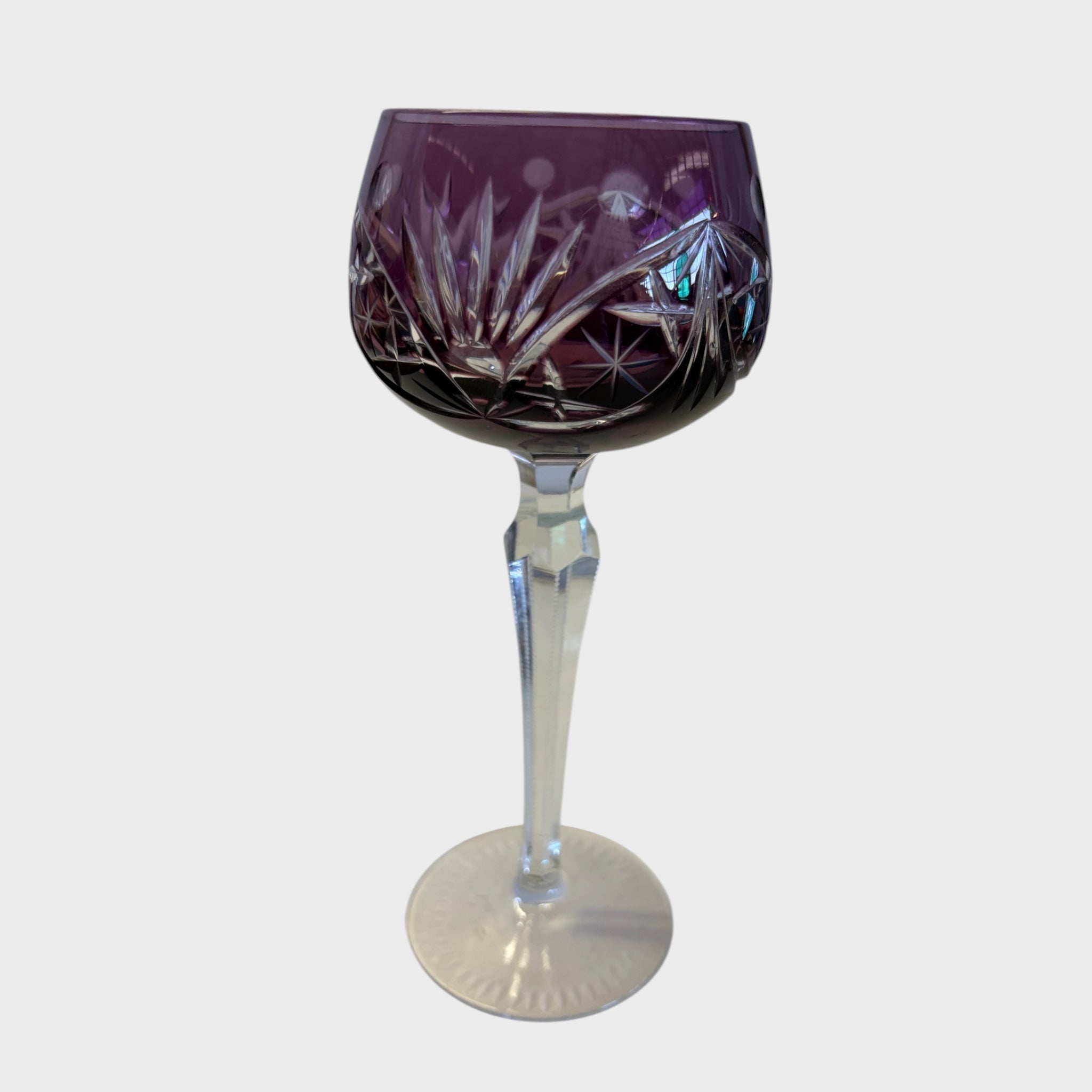 Calice da Vino antico in Cristallo inciso colorato tecnica Cut to Clear