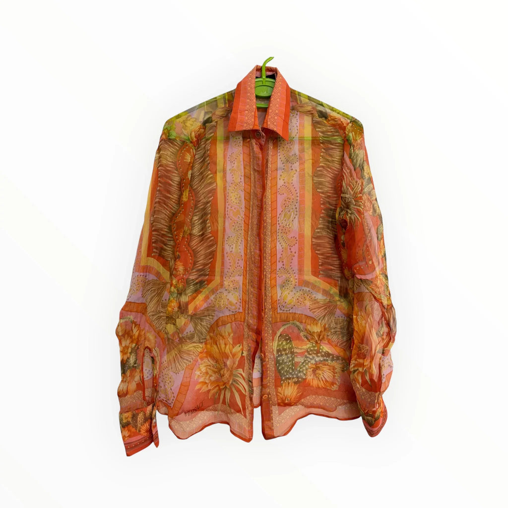 camicia vintage da donna Versace stampata colore arancione
