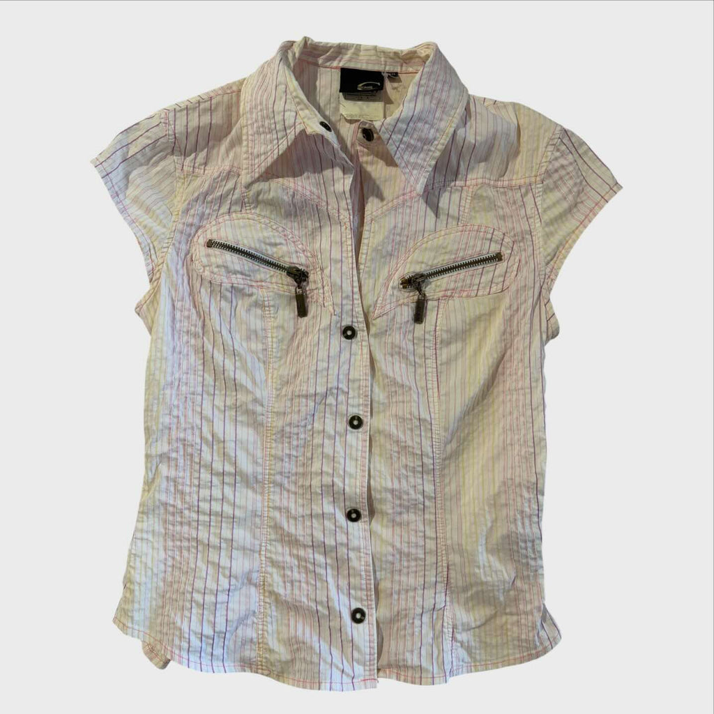 Camicia Vintage J2K Just Cavalli Tessuto righe bianco rosa e giallo