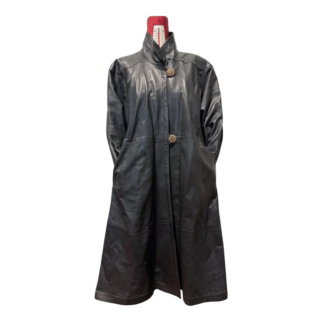 cappotto vintage pelle donna nera con interno fiorato