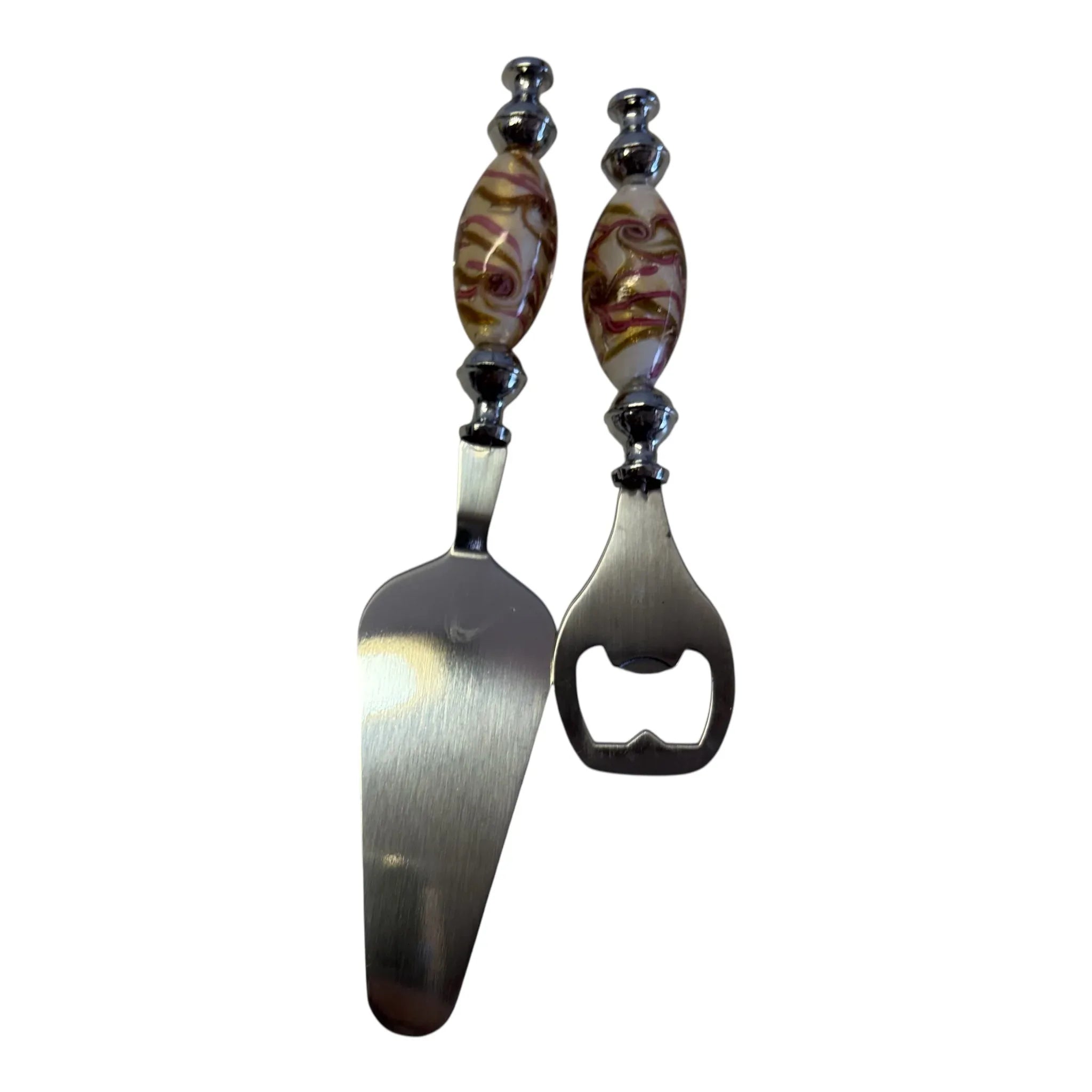 Cavatappi e paletta vetro di Murano E metallo 