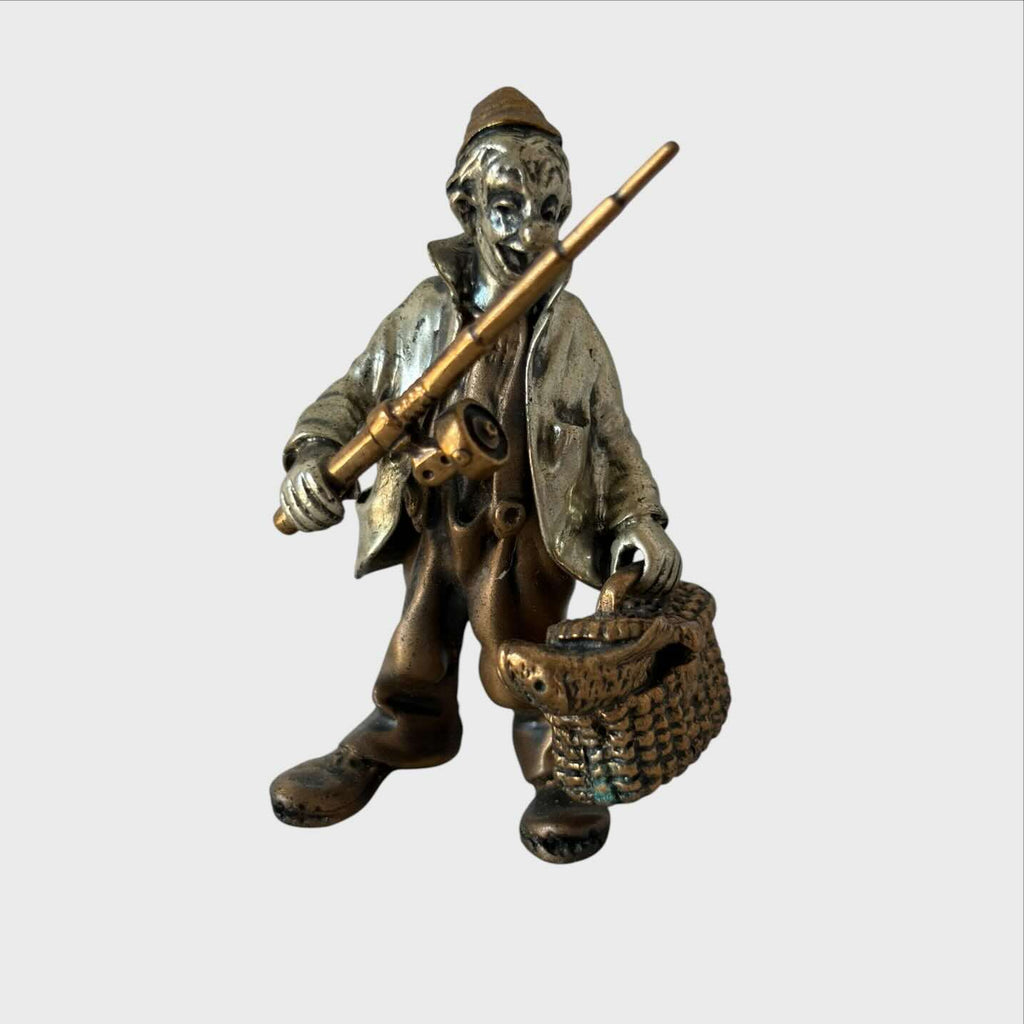Vittorio Angini Statuetta Clown Pescatore miscrofusione in Argento 800 E Metallo