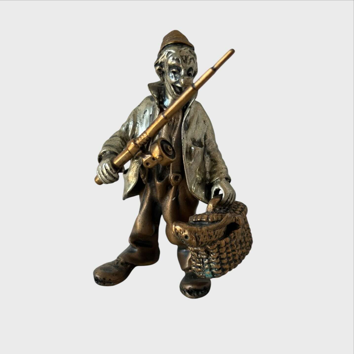 Vittorio Angini Statuetta Clown Pescatore miscrofusione in Argento 800 E Metallo