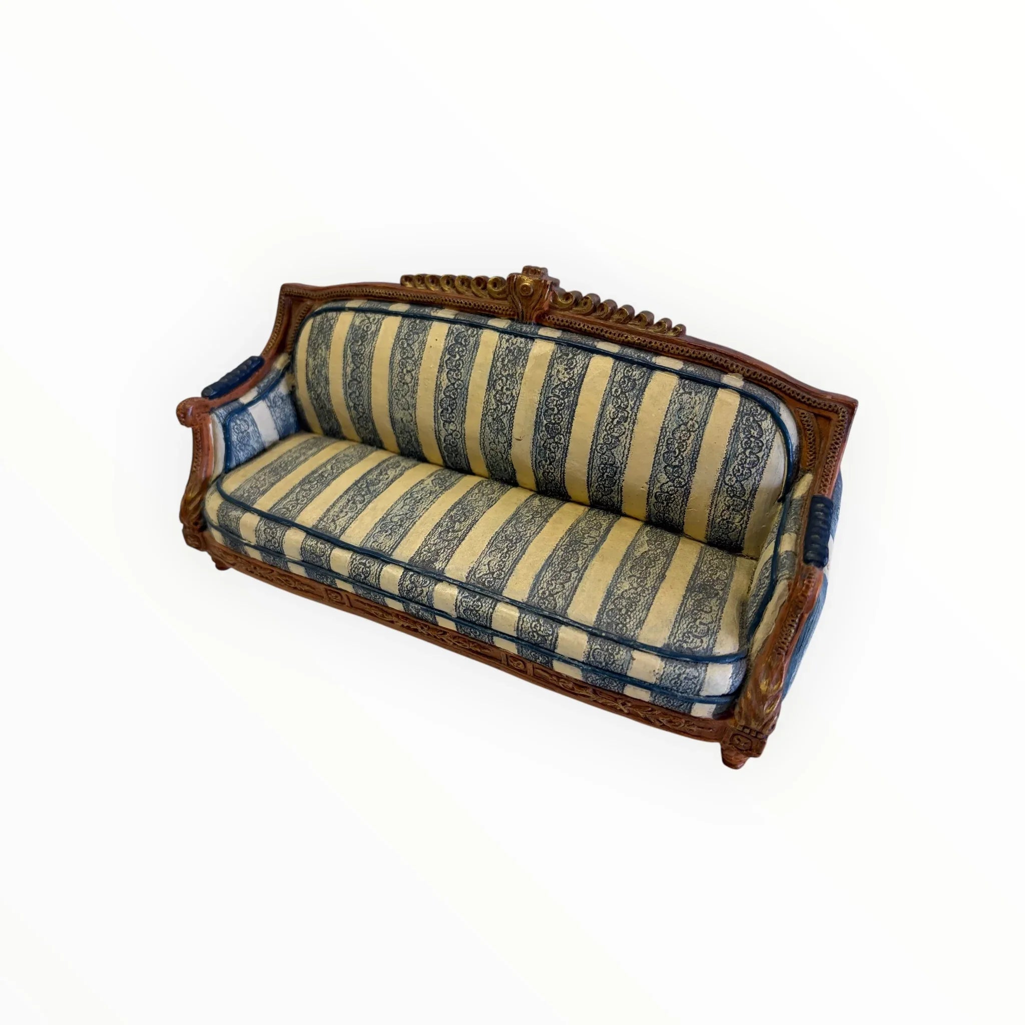 Divano in miniatura da collezione Rigato bianco e blu 