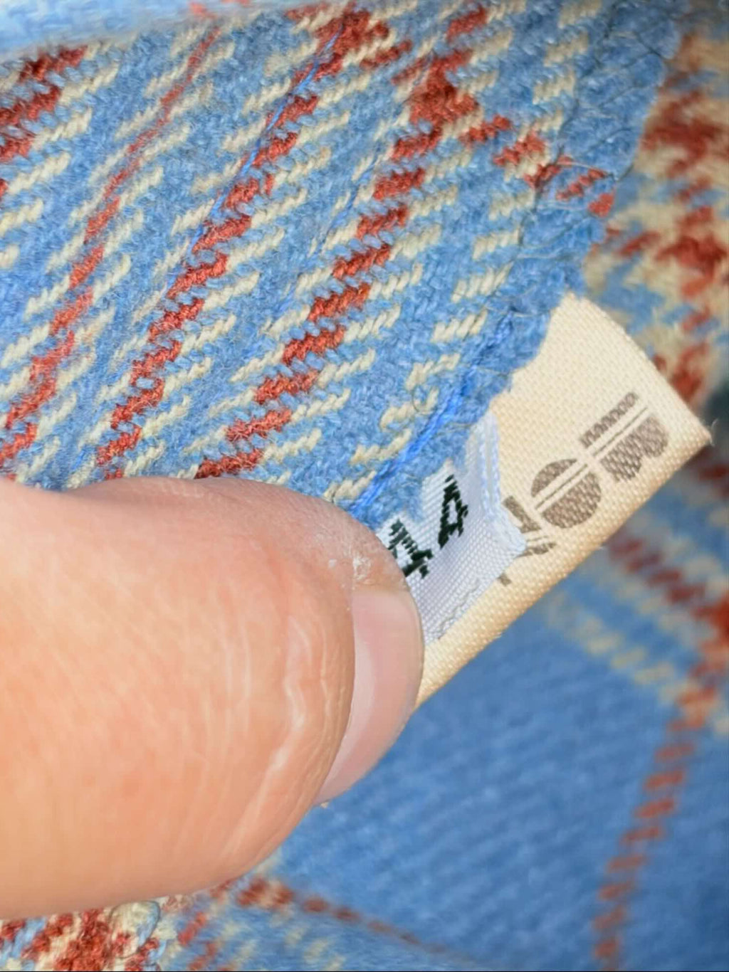 Bozart Gonna Vintage mit Tartan-Rad in Himmelblau und Ziegelrot