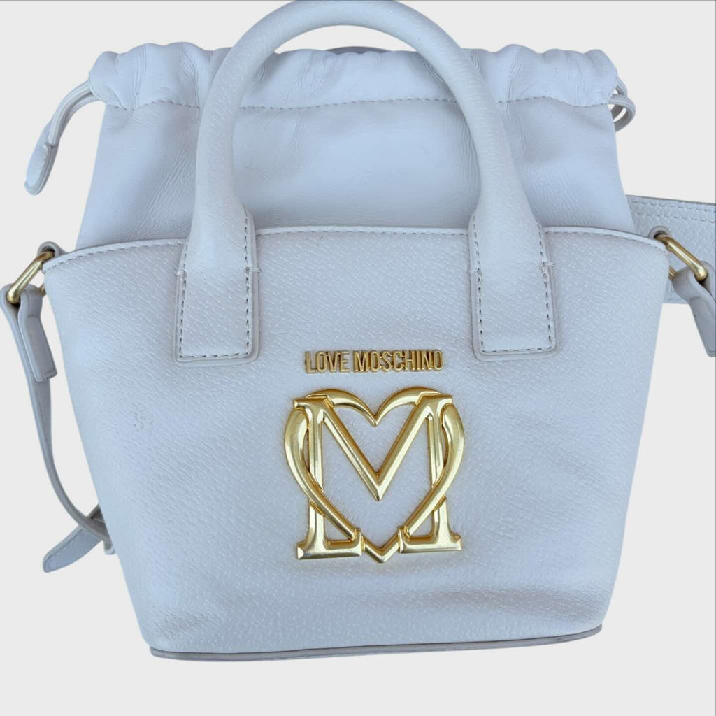 Love Moschino Borsa a Tracolla con Cuore dorato colore bianco panna. Borsa vintage Moschino collezione 2021