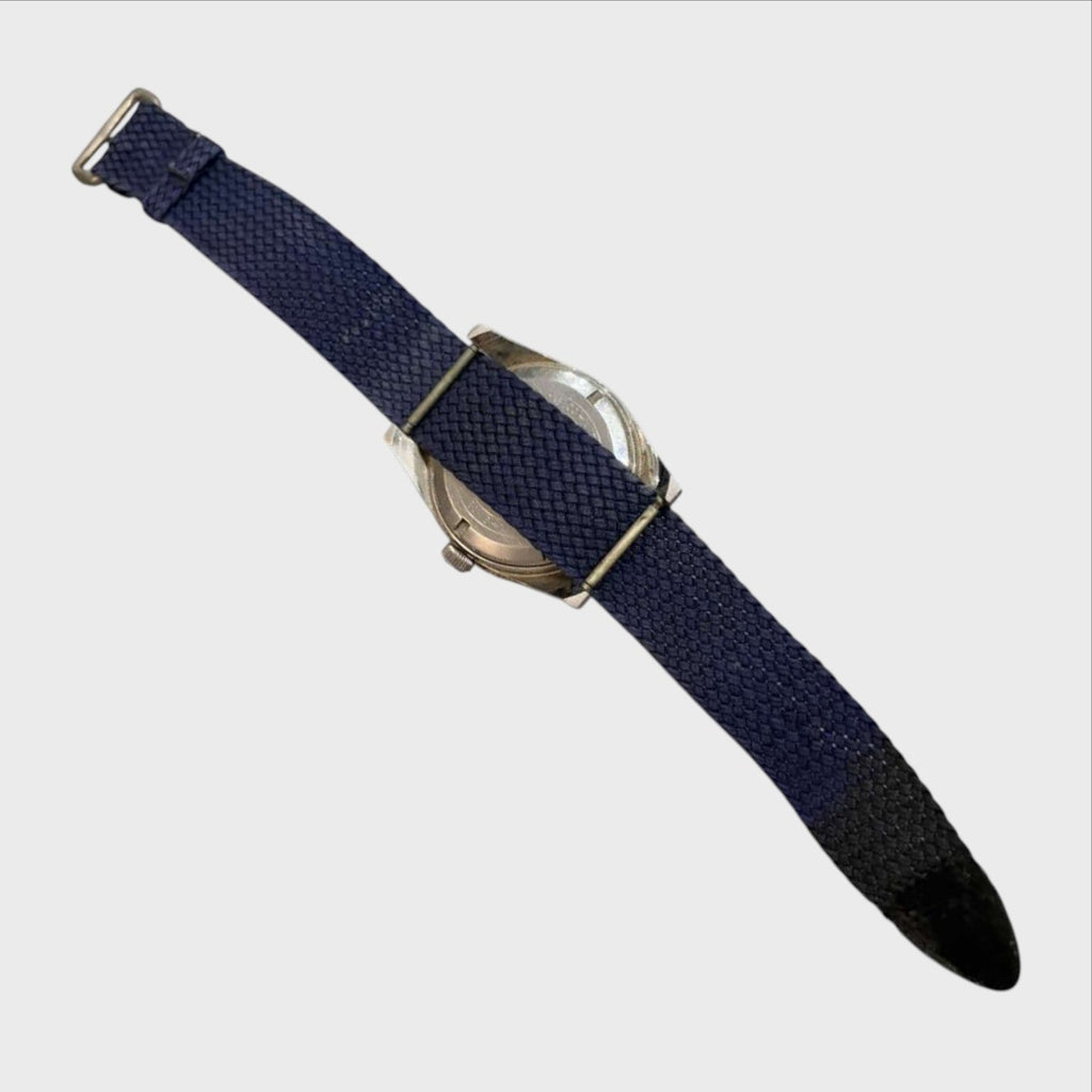 Retro dell'orologio vintage Jungfrau Super Squale con cinturino blu