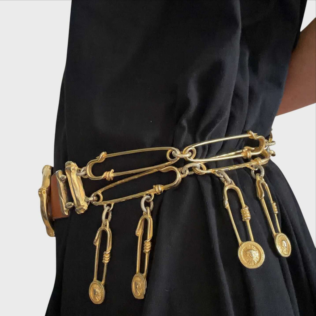 Cintura Vintage Donna Anni 80 - Fibbia Bambù Dorata