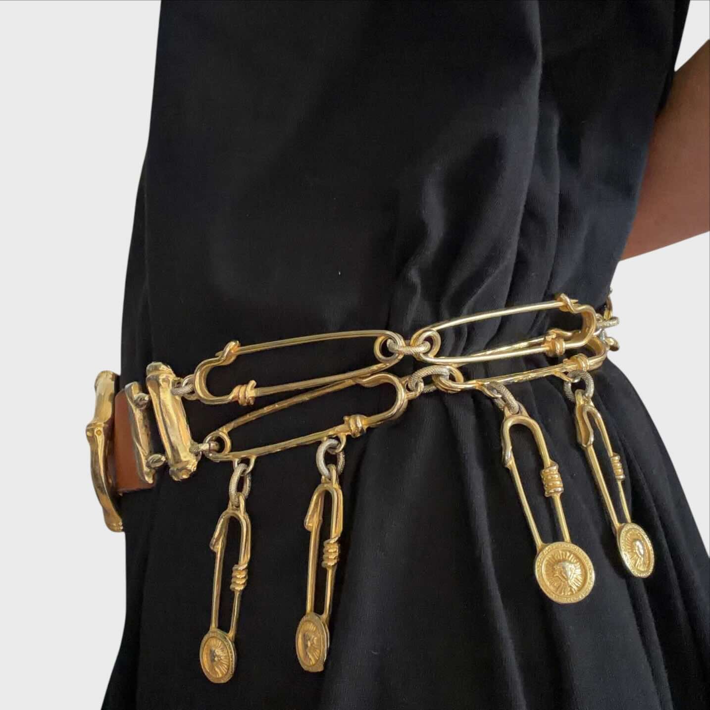 Cintura Vintage Donna Anni 80 - Fibbia Bambù Dorata