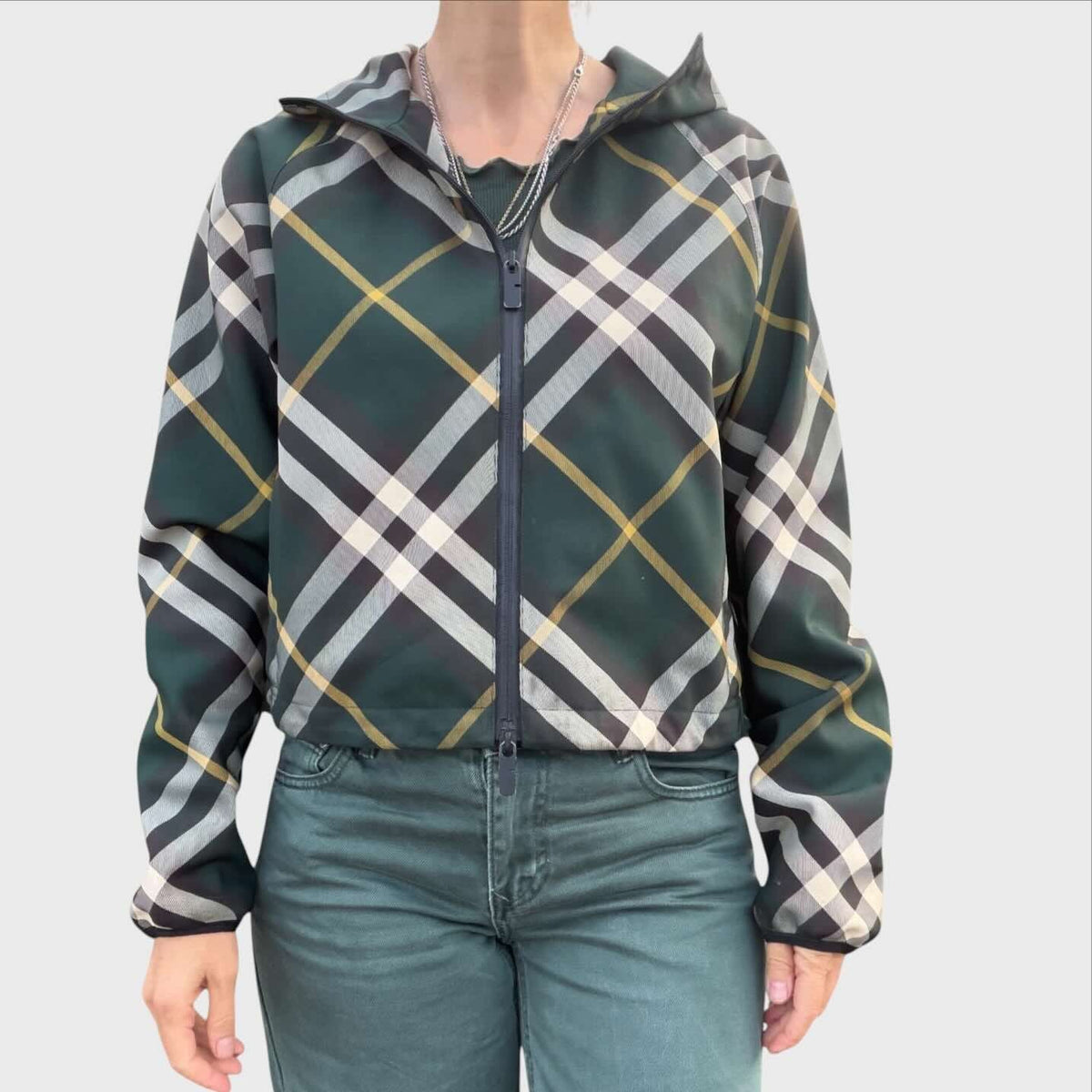 Burberry Giacca Corta Donna Taglia XS - Check Verde