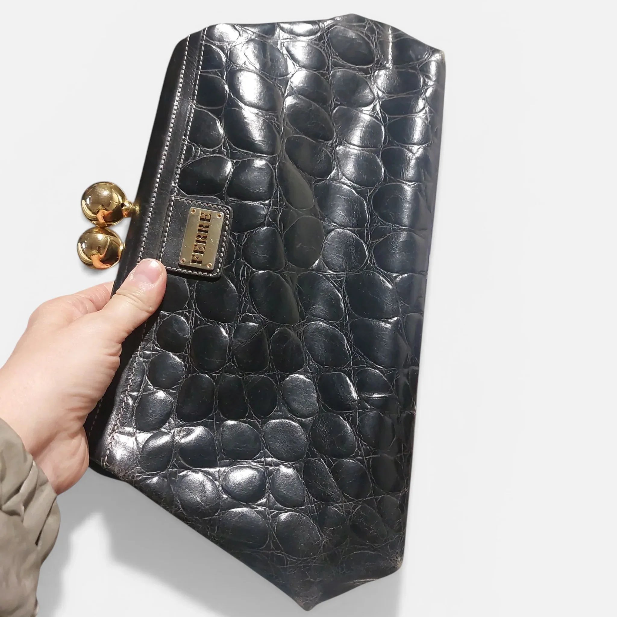 Ferré pochette vintage stampa coccodrillo 