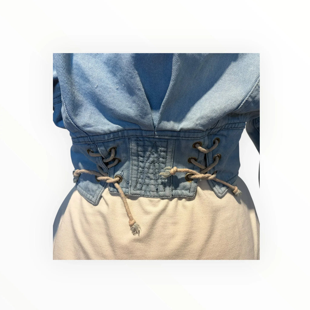 Giubbino denim vintage Enrico Coveri dettaglio lacci dietro