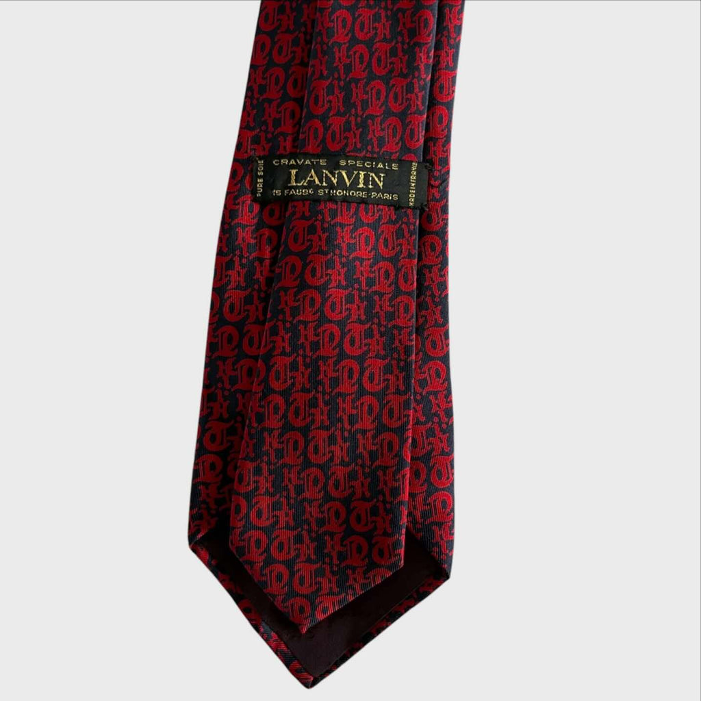 Cravatta Vintage Lanvin - Seta Jacquard Rossa Blu