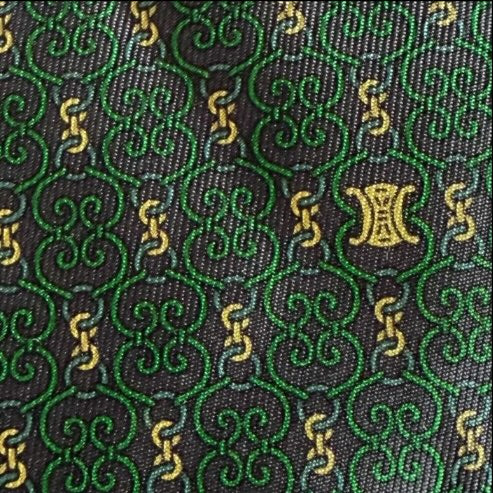 Céline Paris Cravatta Vintage - Seta Blu Verde Giallo