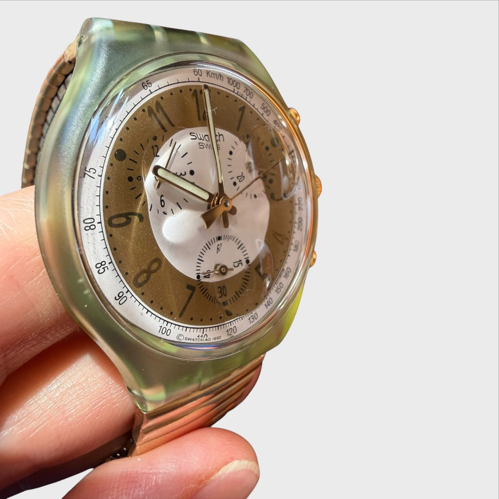Swatch Chrono Golden Globe SCG100 SCG101 1994 - Orologio Vintage Anni 90